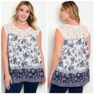 Tops - ❗️CLOSING SALE❗️PLUS SIZE: Navy Crochet Detail Top Tops - ❗️CLOSING SALE❗️PLUS SIZE: Navy Crochet Detail Top